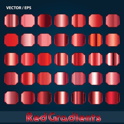 Set of Red Chrome Gradients with stroke