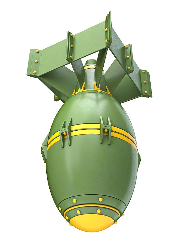 黄绿色卡通空中炸弹3D