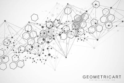 六角抽象背景。大数据可视化。全球网络连接。医学技术科学背景矢量插图。