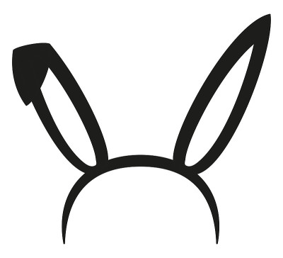 Black and white bunny party ears silhouette