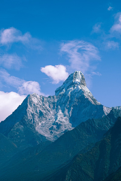 喜马拉雅山阿玛达布拉姆山顶的景色