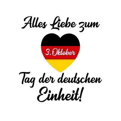 矢量手画“Alles Liebe zum Tag der deutschen Einheit”用德语