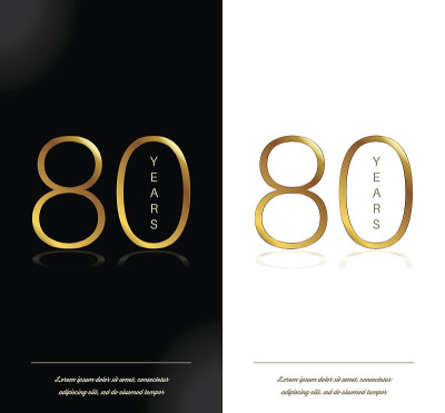 80周年纪念装饰邀请/贺卡模板。