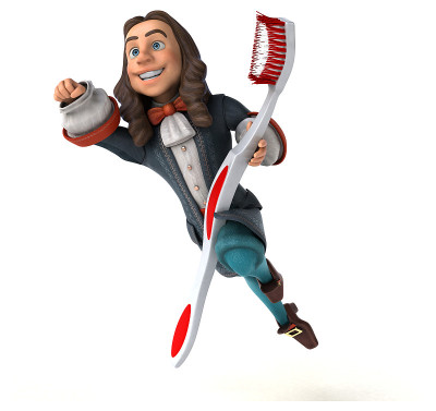 3D插图的卡通人在历史巴洛克服装
