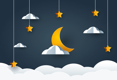 有月亮和星星的夜空