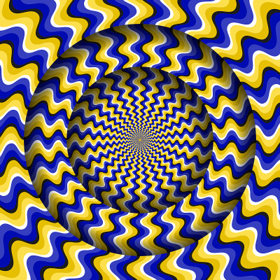 Abstract round frame with a rotating blue yellow w