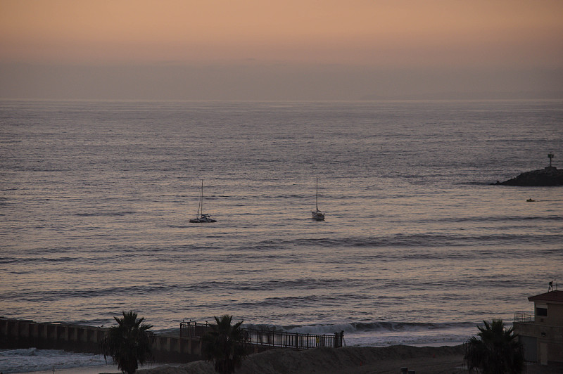 美丽的日落在Playa del Rey, CA