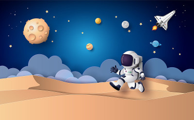 Astronaut Astronaut floating in the stratosphere .