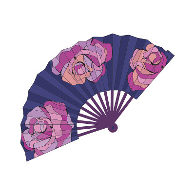 以玫瑰花装饰的东方扇子