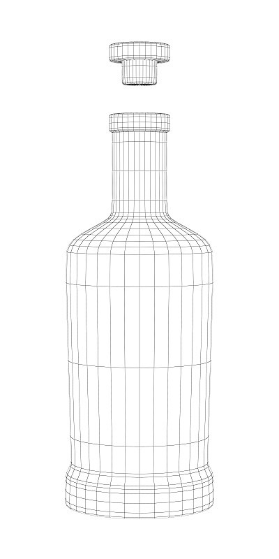 酒精饮料瓶的三维线框模型