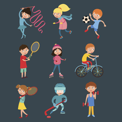 年幼的运动员孤立在白色矢量插图