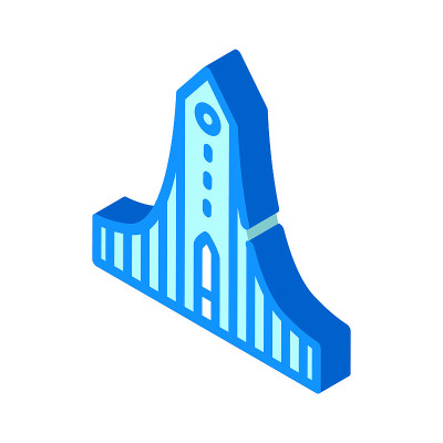 Hallgrimskirkja宗教建筑等角图标矢量插图