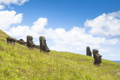 智利复活节岛拉诺拉库火山的沼泽