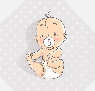 俯视图可爱的小男孩躺在床上。