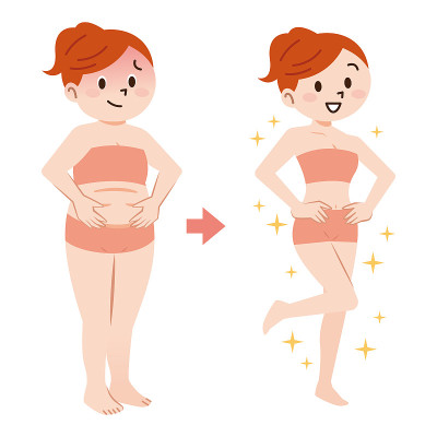 Vector illustration of fat and slim woman
