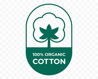 棉花图标，织物标志有机天然100%棉，向量质量证书和服装标签