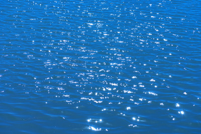 眩光在水在城市公园池塘在干燥阳光灿烂的夏天