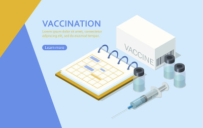 接种疫苗的概念。平面等距矢量插图的网页设计。
