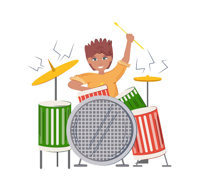 Afro-american foreign musician man with drumsticks