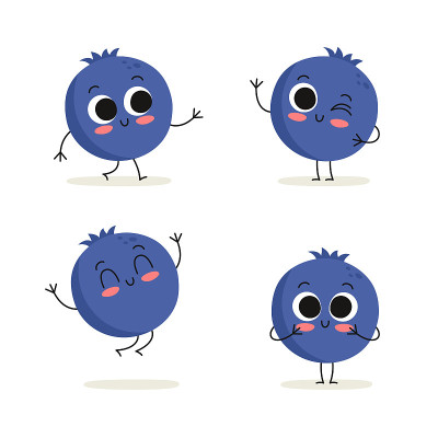 Blueberry. Cute berry vector character set isolate