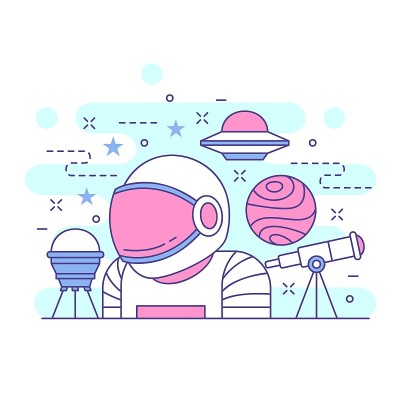 宇航员可爱概念网站插图设计