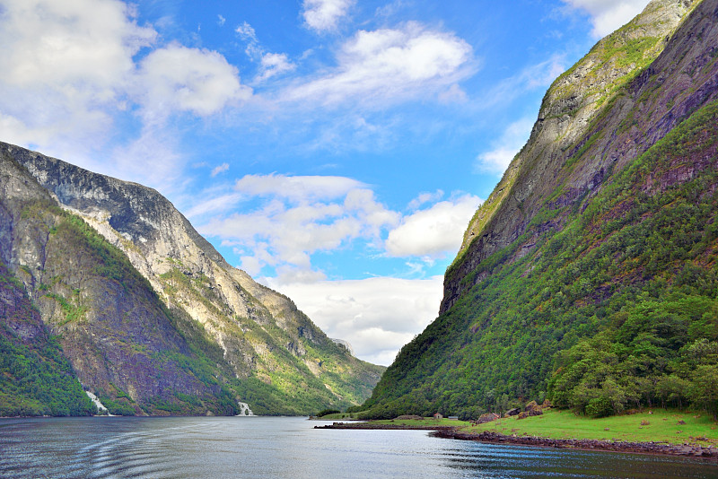 Naeroyfjord在挪威。联合国教科文组织世界遗产。