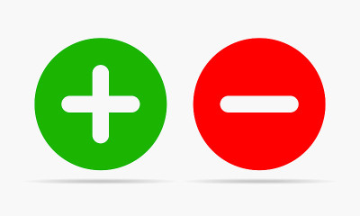 正负圆形图标。矢量图
