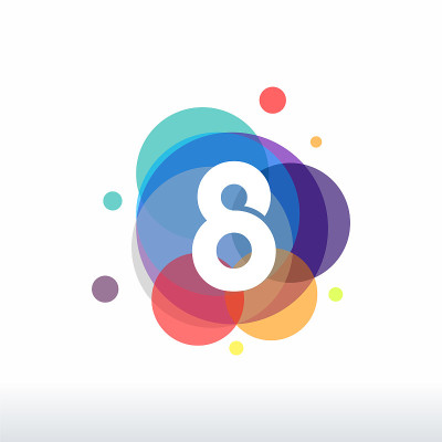 摘要8号标志设计概念向量，8号彩色标志设计