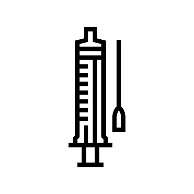 注射器医疗线图标矢量插图