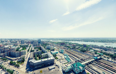 空中城市的观点。城市景观。直升飞机。全景图像
