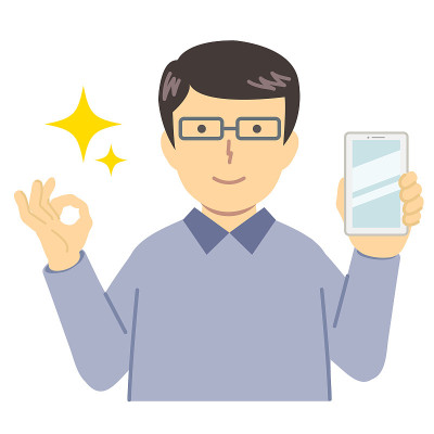穿蓝色衣服的男人/ OK标志