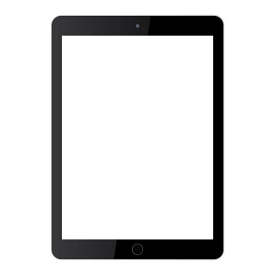 Black tablet with grey screen. Tablet flat style v