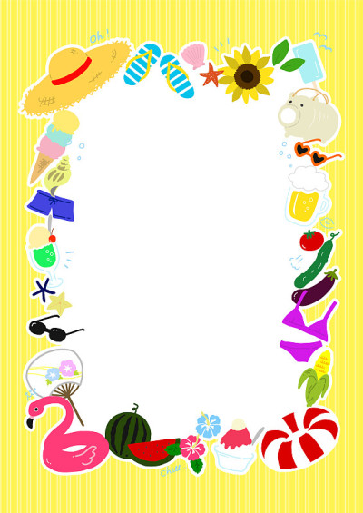 流行夏日手绘插图框架