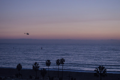 美丽的日落在Playa del Rey, CA