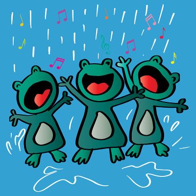 三只青蛙在雨中歌唱