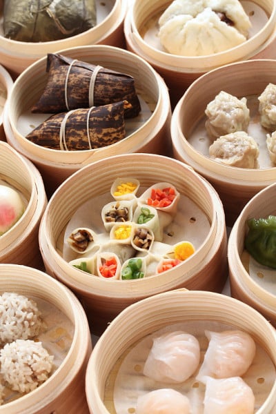 Yumcha，竹蒸笼中的点心