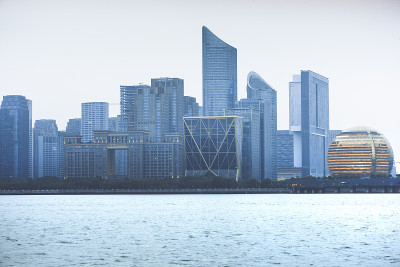 浙江省杭州市钱江新城全景。