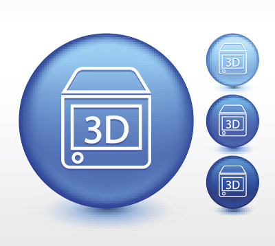 3D打印机上的蓝色圆形按钮