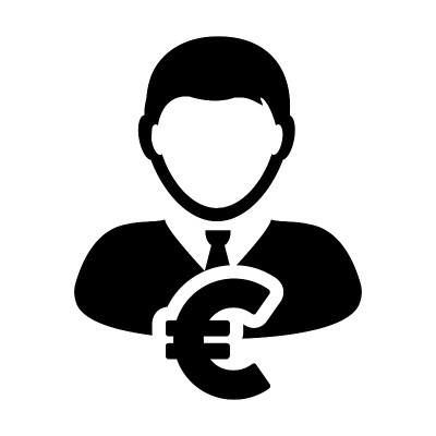 欧元符号符号图标向量货币与男性金钱化身在象形文字