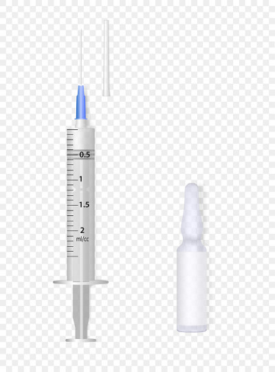 注射疫苗、冠状病毒药物或肉毒杆菌毒素的注射器和安瓿。模拟你的设计。