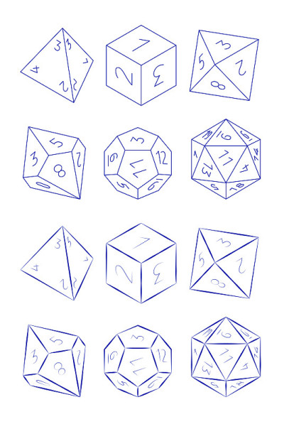 D4, D6, D8, D10, D12, D20 Dice for Boardgames in T