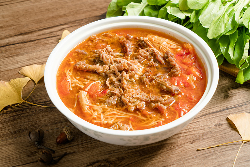 中国传统食物，蘑菇和牛腰肉