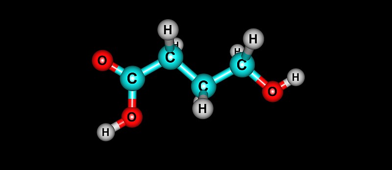 羟基丁酸在黑色上的分子结构孤立