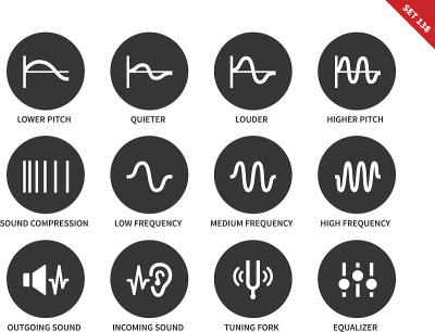 Sound waves icons on white background.