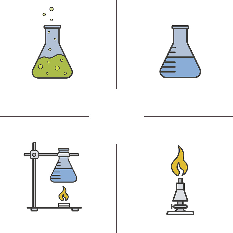 化学实验室颜色图标集
