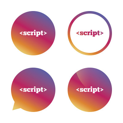 脚本标志图标。Javascript代码的象征。