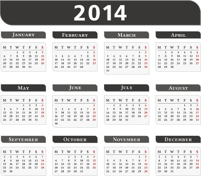2014年日历