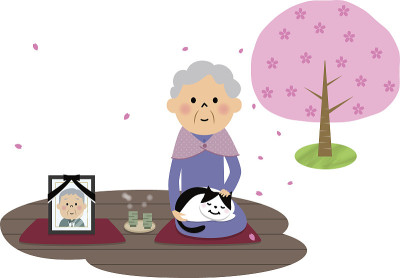 女老年人，赏樱