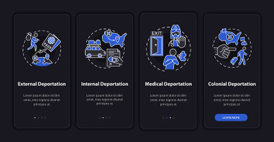 不同的驱逐类型登机手机应用程序页面屏幕