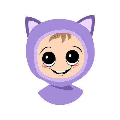 一个戴着猫帽，有着大眼睛和灿烂笑容的孩子的化身